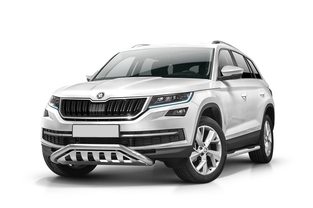 Barre pare buffle courte avec plaque de protection Skoda Kodiaq (2016-)