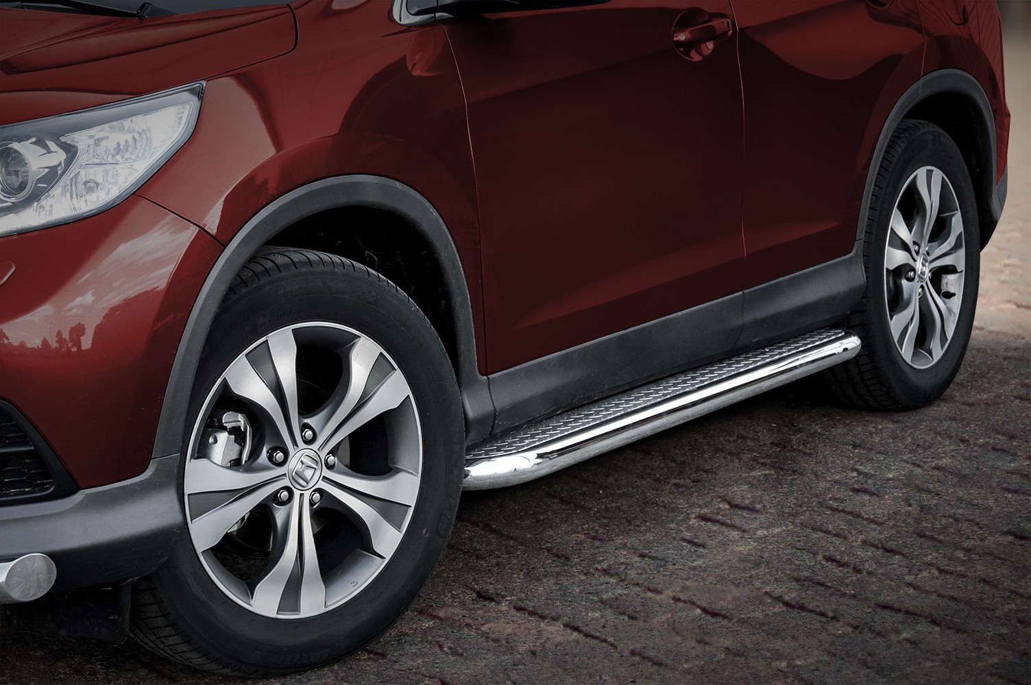 Marchepieds Honda CRV (2012 - 2016) - Plat Avec Plaque Anti Dérapante