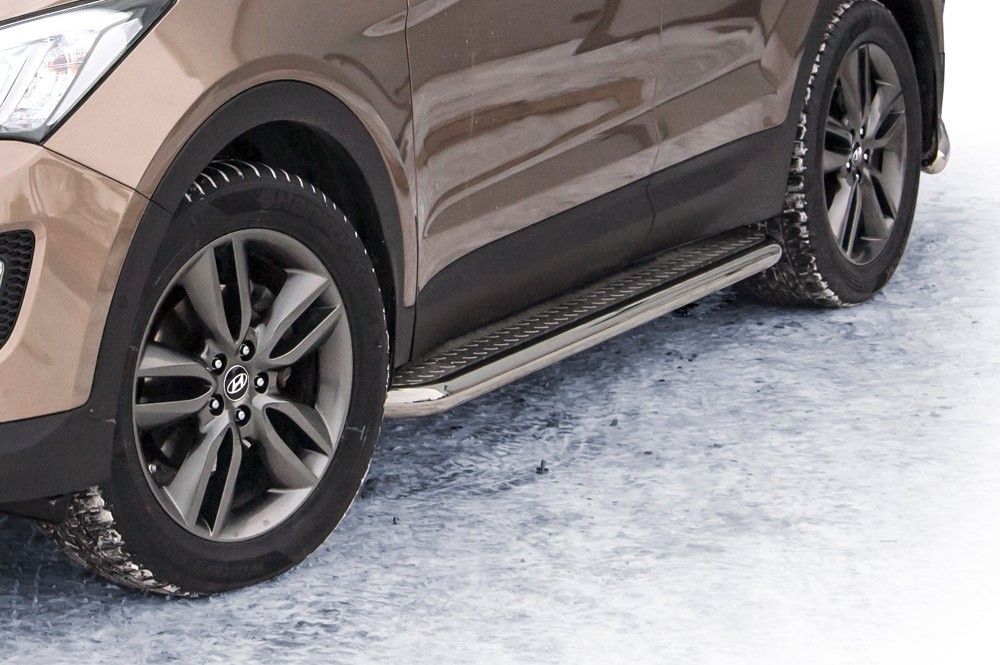 Marchepieds Hyundai Santa-Fe (2012 -) - Plat Avec Plaque Anti Dérapante