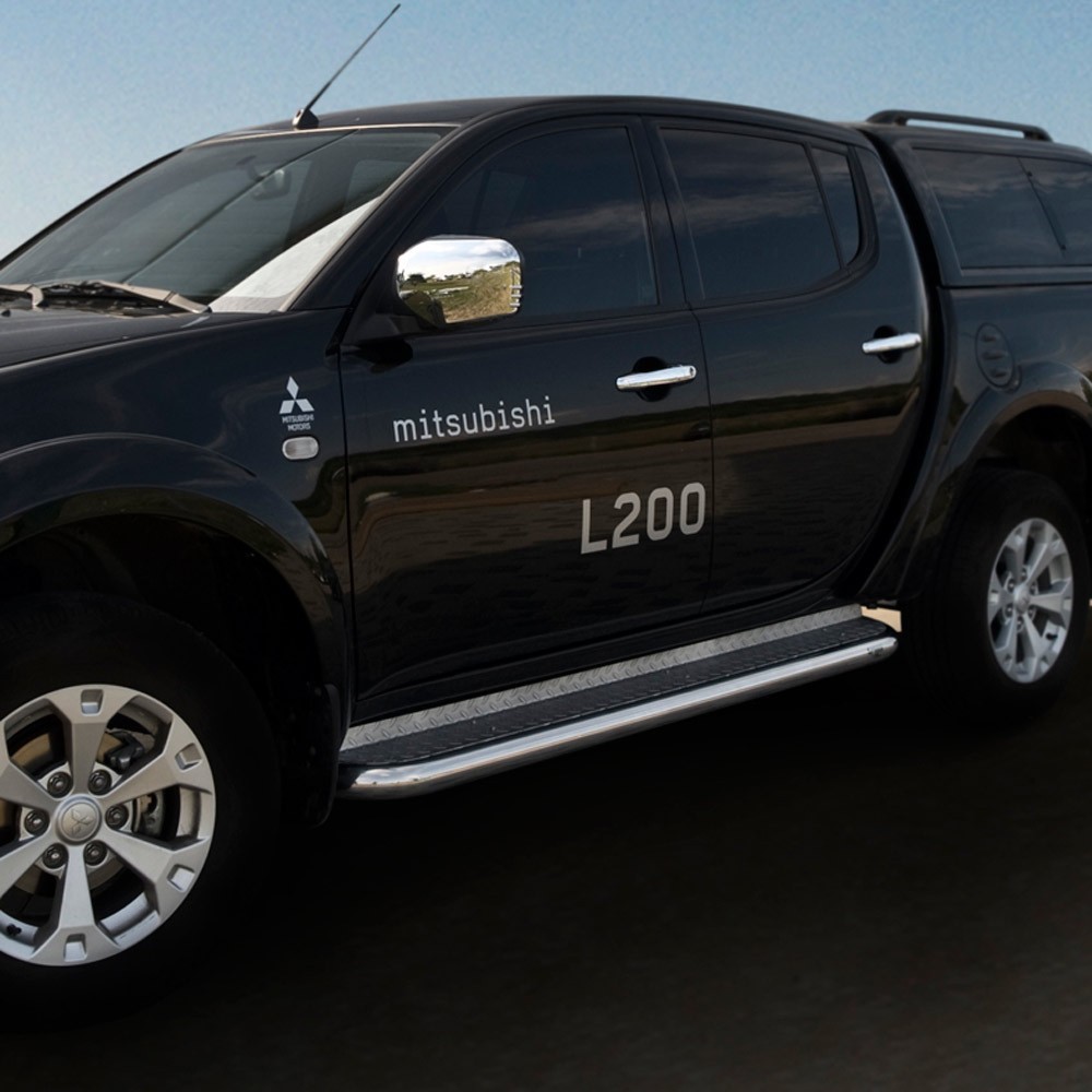 Marchepieds Mitsubishi L200 (2009-2015) - Plat Avec Plaque Anti Dérapante -