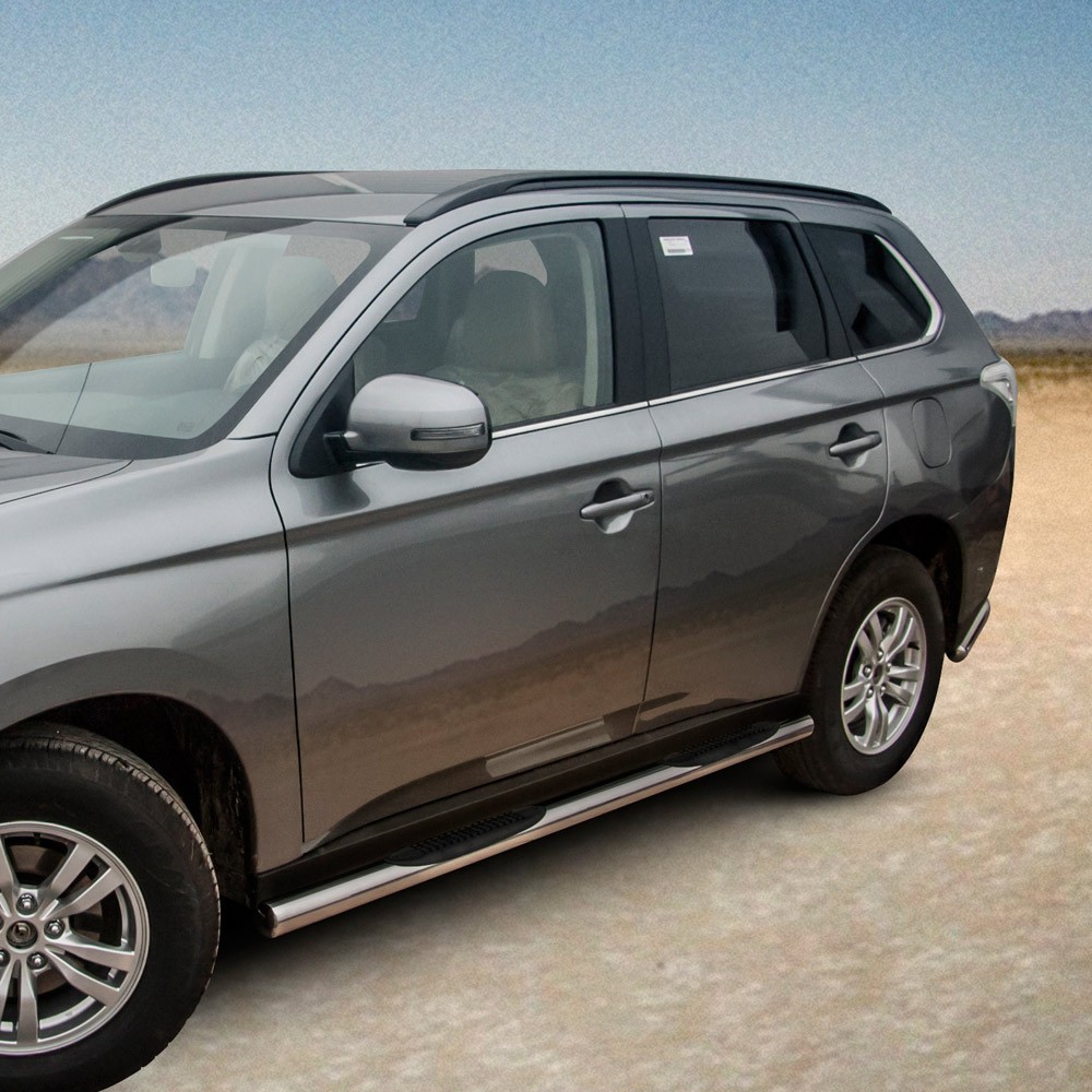 Marchepieds Mitsubishi Outlander (2012-2015) - Latéraux avec revêtement en plastique anti-dérapant -