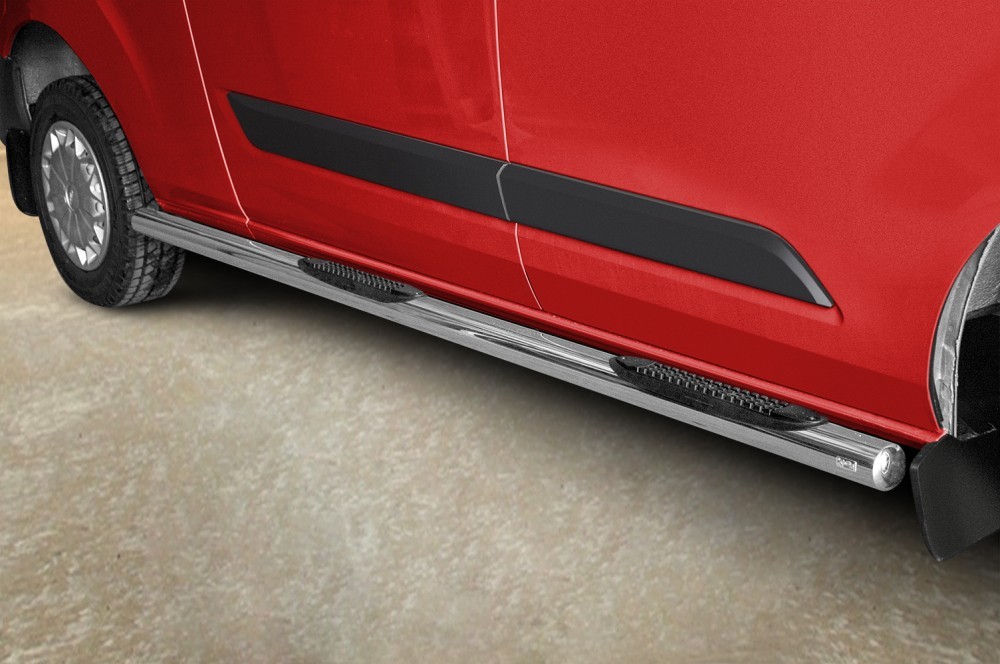 Marchepieds Transit Custom Long à partir de 2018 - Latéraux avec revêtement en plastique anti-dérapant -