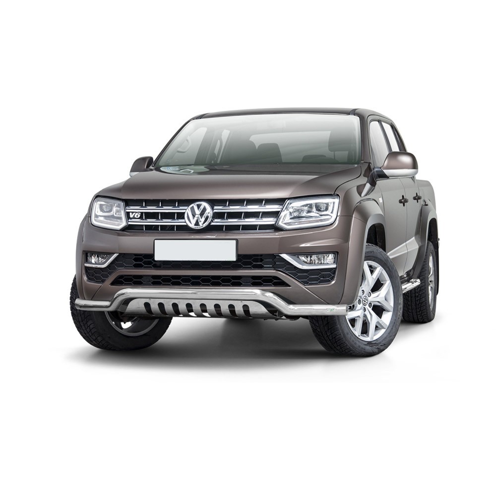 Barre pare-buffle avec plaque Volkswagen Amarok avec plaque de protection d'origine (2016-)