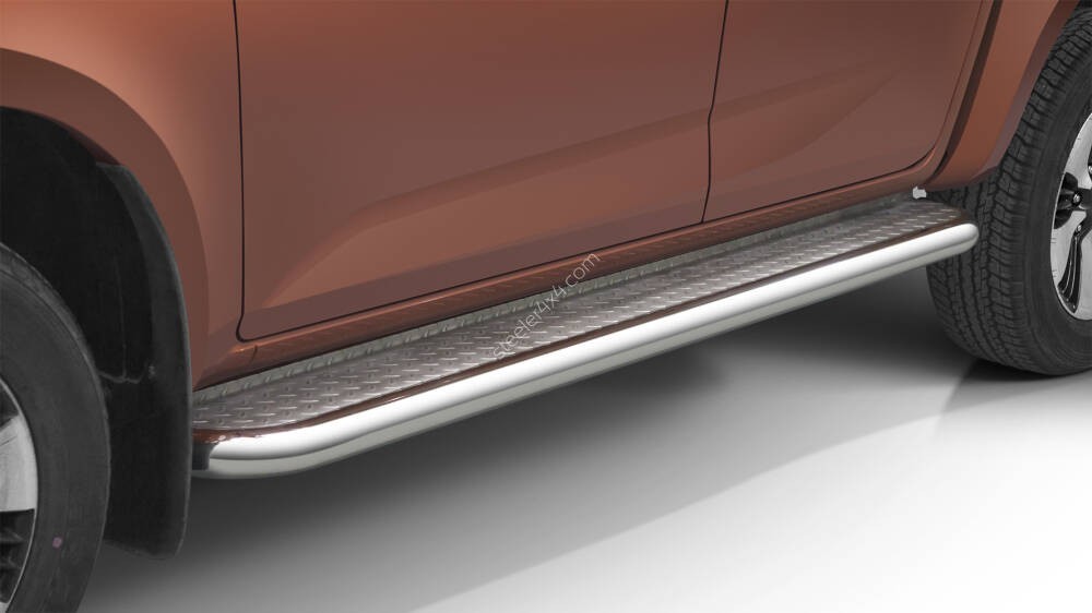 Marchepieds Mitsubishi L200 (2015-) - Plat Avec Plaque Anti Dérapante -