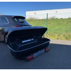 Coffre sur attelage - plateforme Reloader + box Recargo + porte-vélos