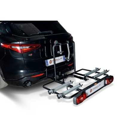 Coffre sur attelage - plateforme Reloader + box Recargo + porte-vélos